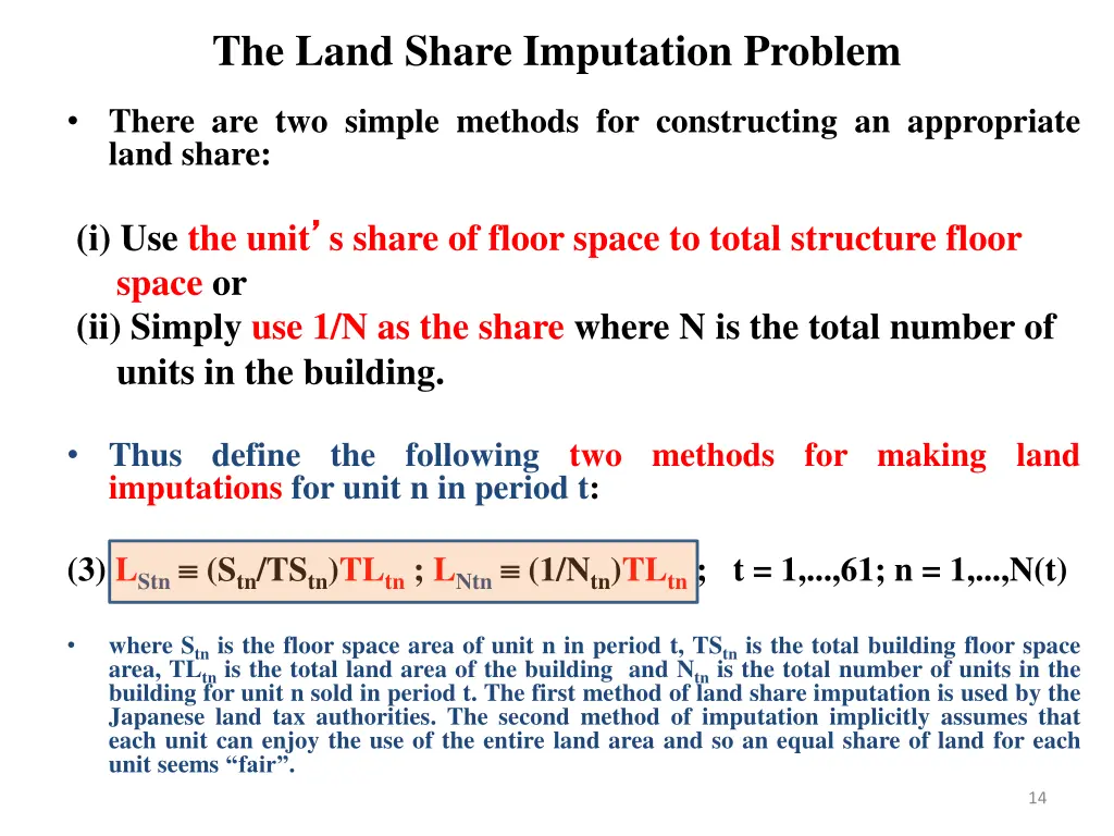 the land share imputation problem