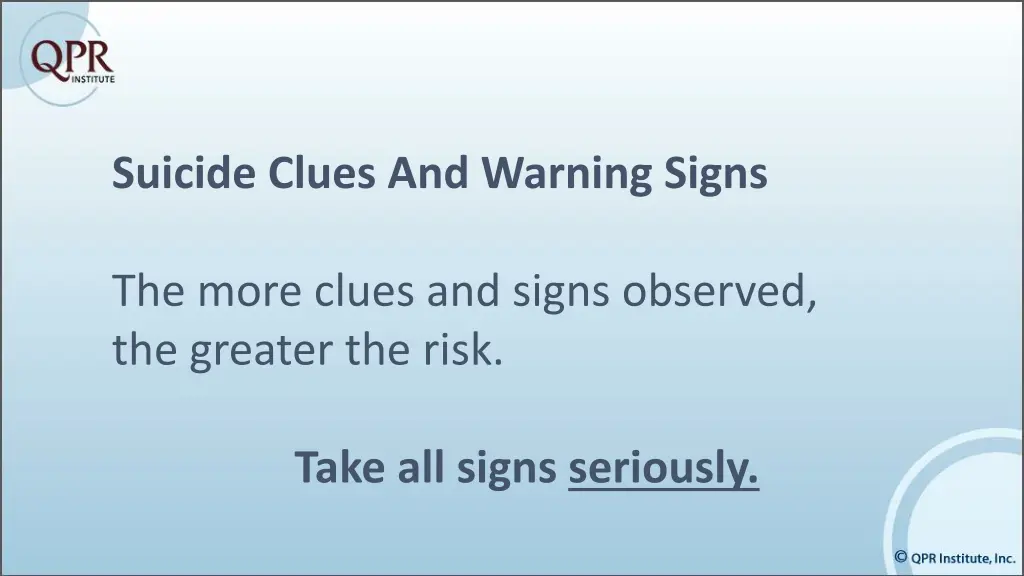 suicide clues and warning signs