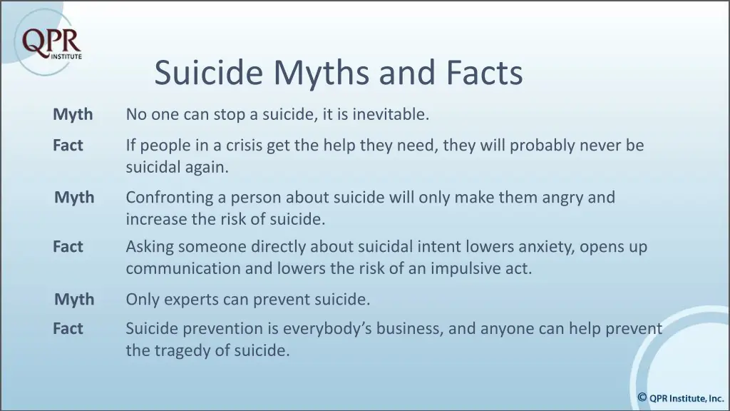 suicide myths and facts