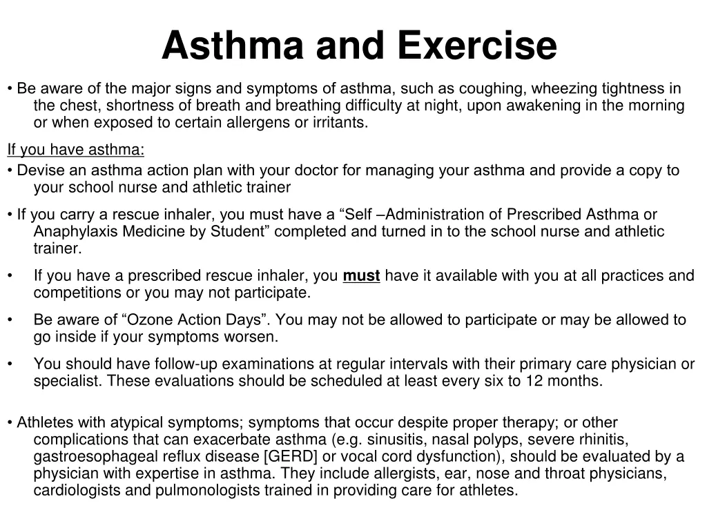 asthma and exercise