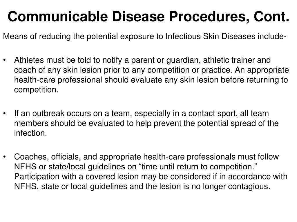 communicable disease procedures cont 1