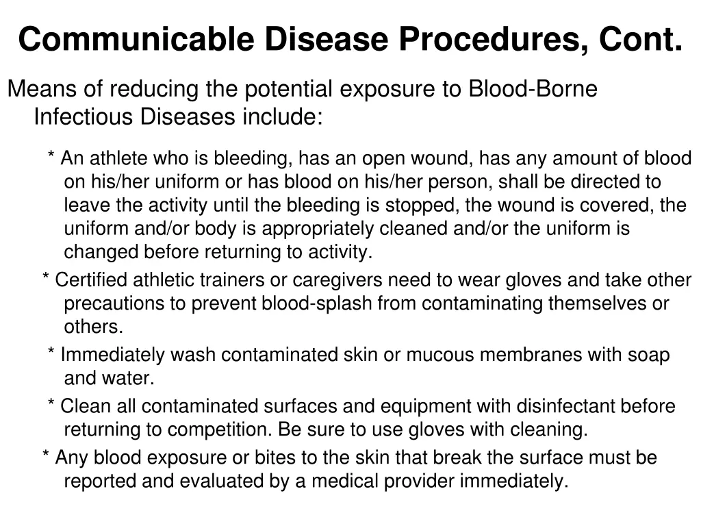 communicable disease procedures cont 2