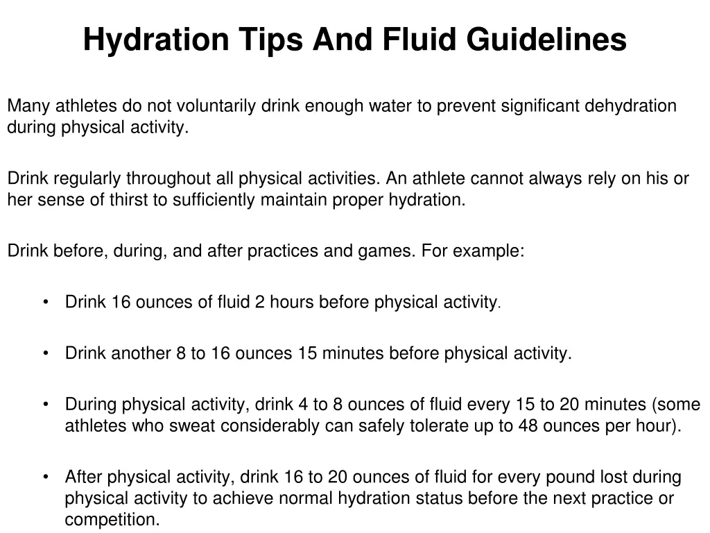 hydration tips and fluid guidelines