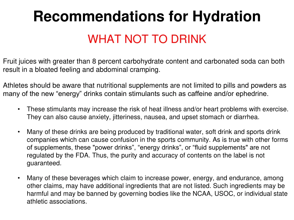 recommendations for hydration