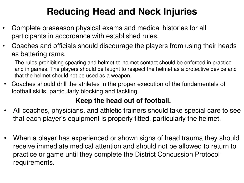 reducing head and neck injuries