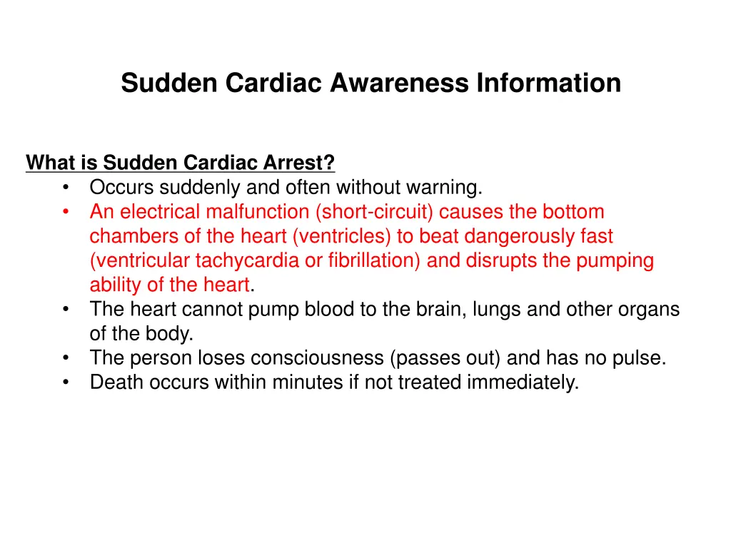 sudden cardiac awareness information