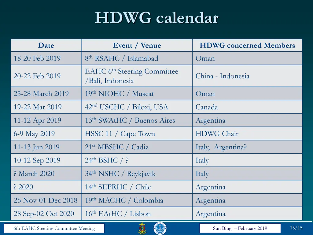 hdwg calendar