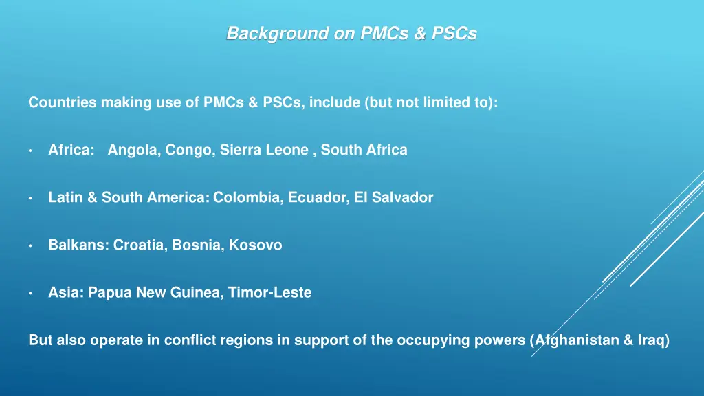 background on pmcs pscs 1