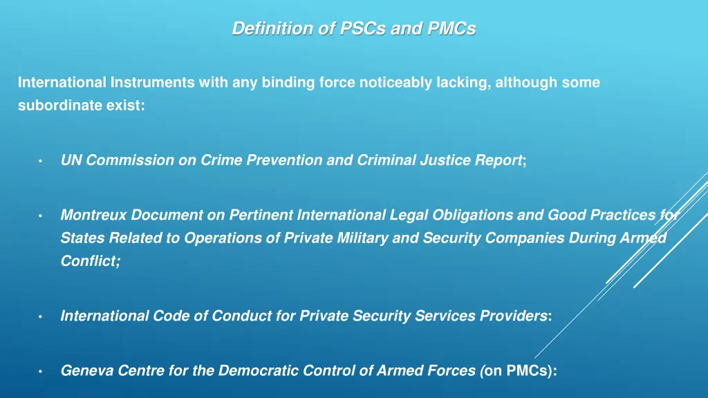 definition of pscs and pmcs 1