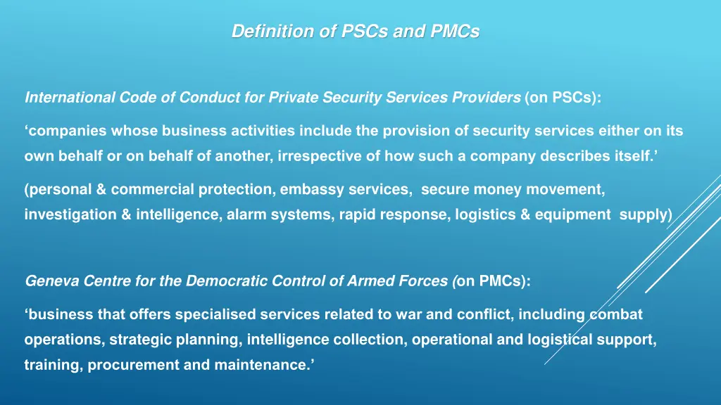 definition of pscs and pmcs