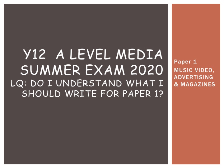 y12 a level media summer exam 2020