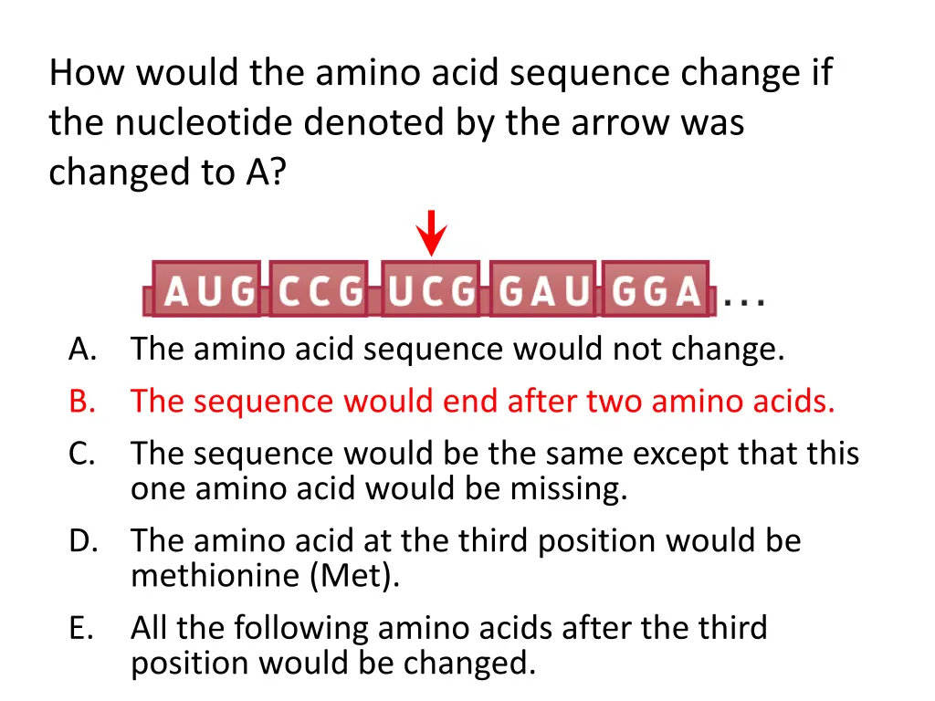 how would the amino acid sequence change