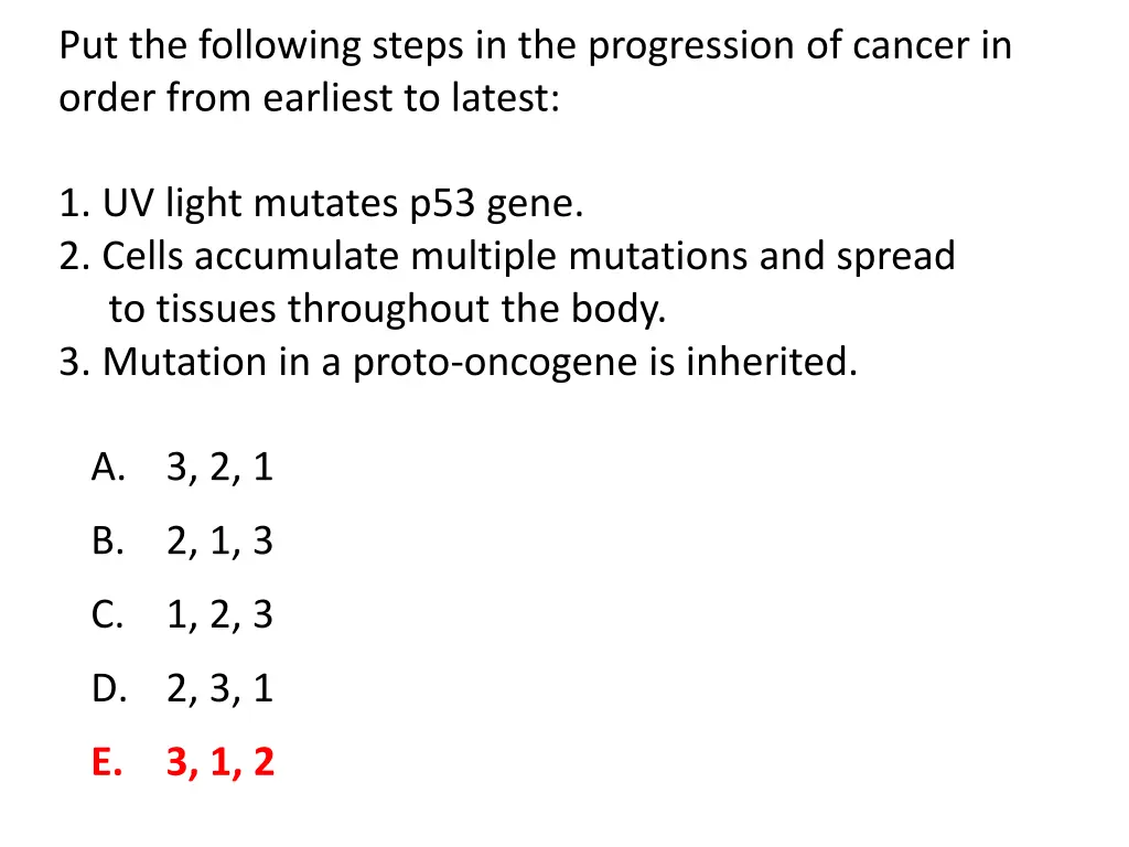 put the following steps in the progression