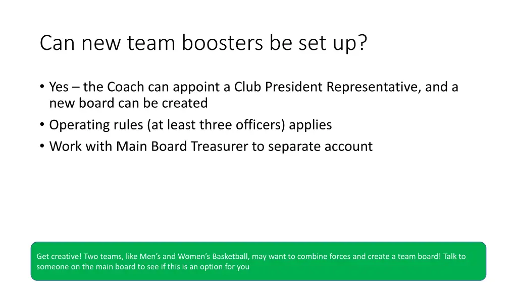 can new team boosters be set up