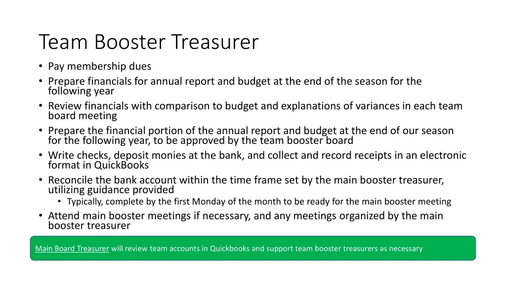 team booster treasurer pay membership dues