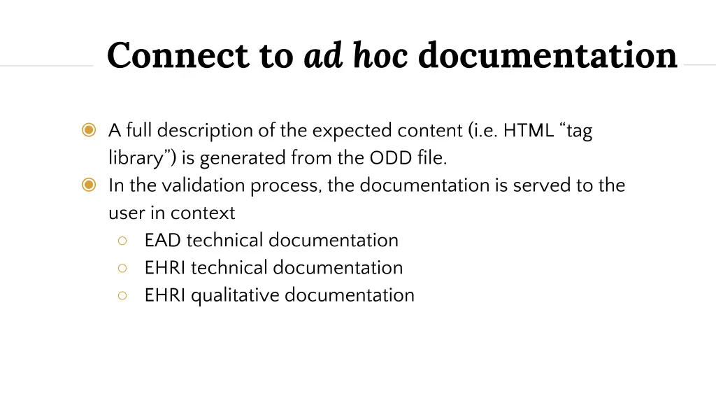 connect to ad hoc documentation