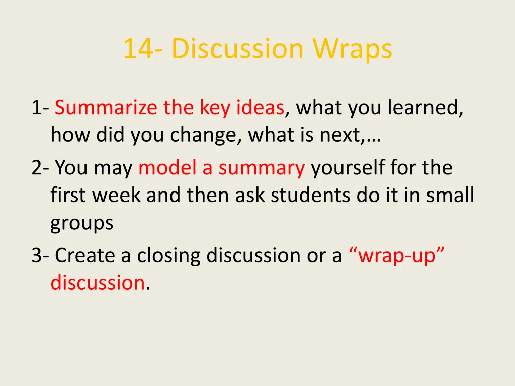 14 discussion wraps