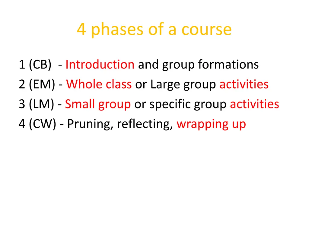 4 phases of a course