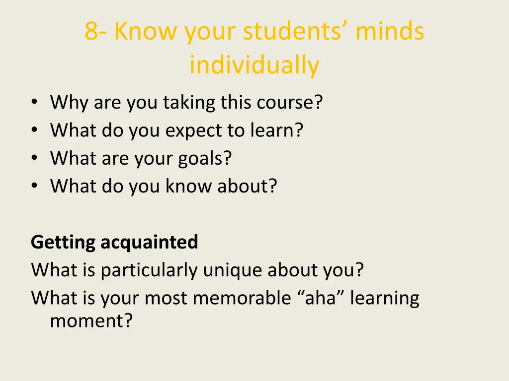 8 know your students minds individually