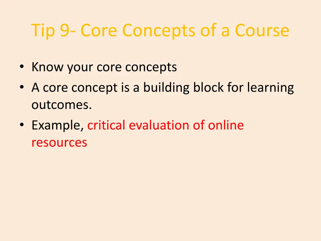 tip 9 core concepts of a course