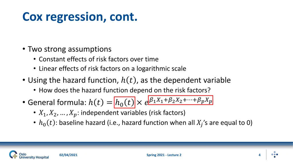 cox regression cont