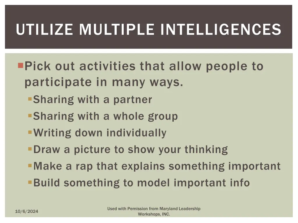 utilize multiple intelligences