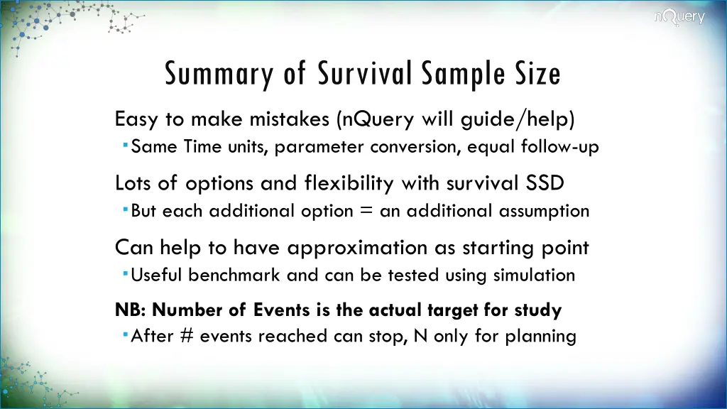 summary of survival sample size easy to make