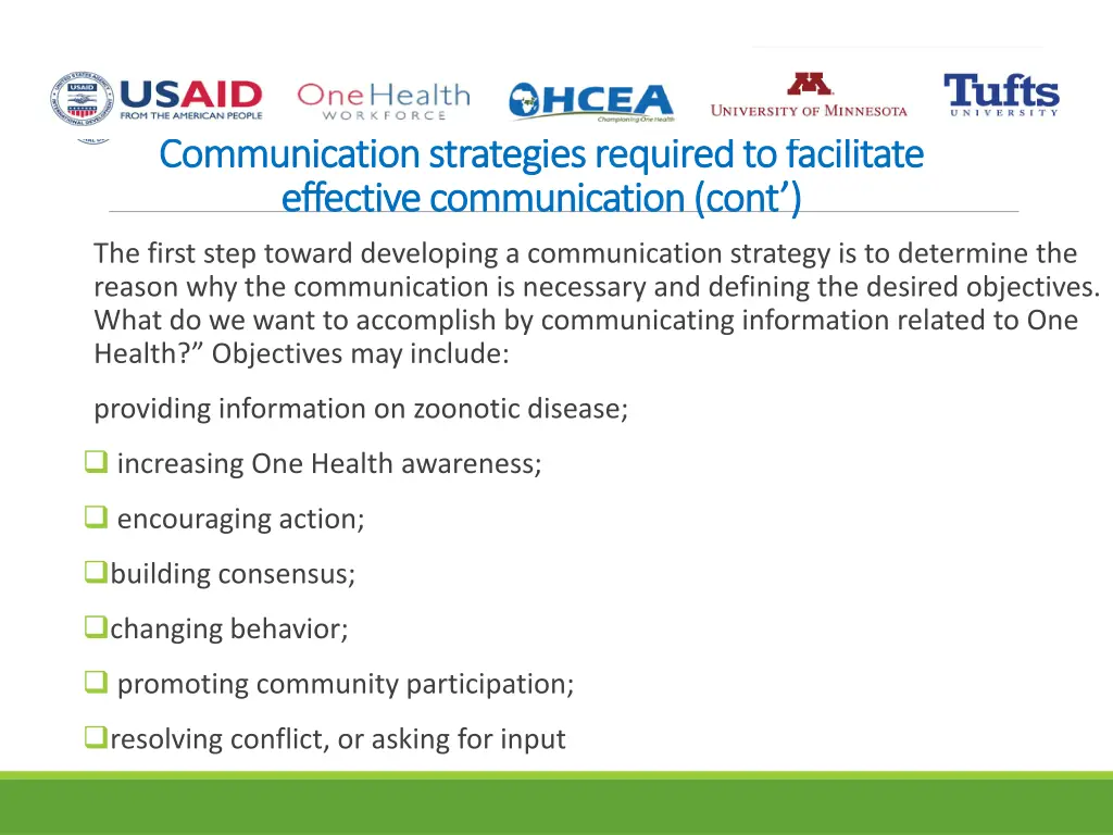 communication strategies required to facilitate 1