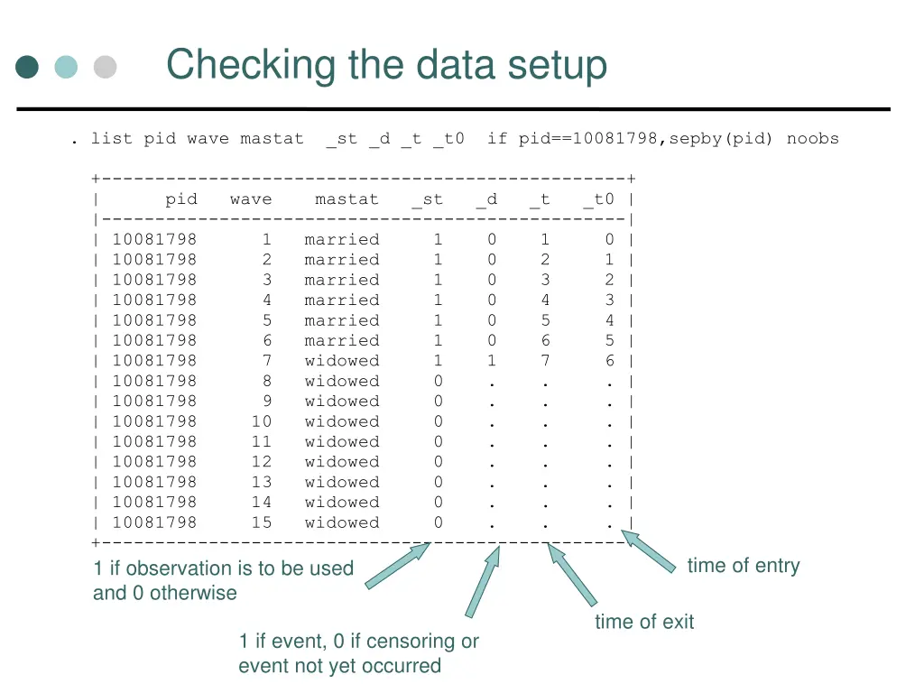 checking the data setup