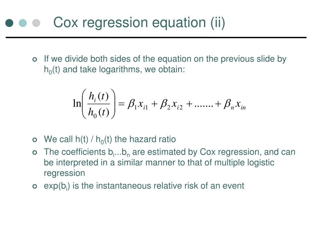 cox regression equation ii