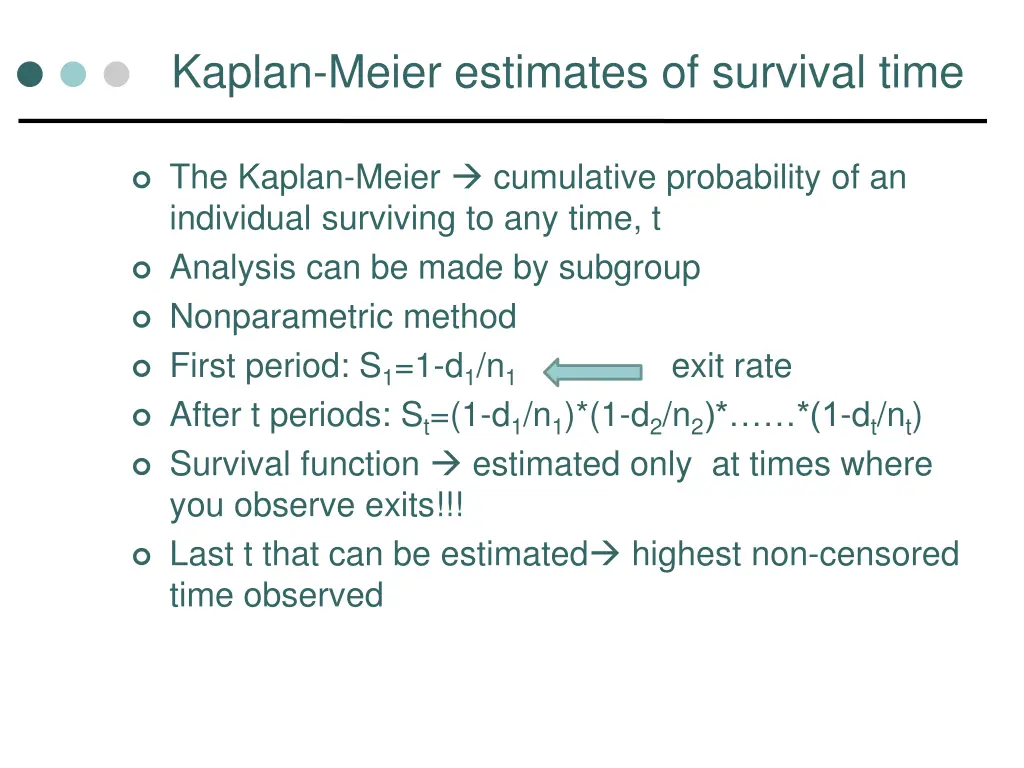 kaplan meier estimates of survival time