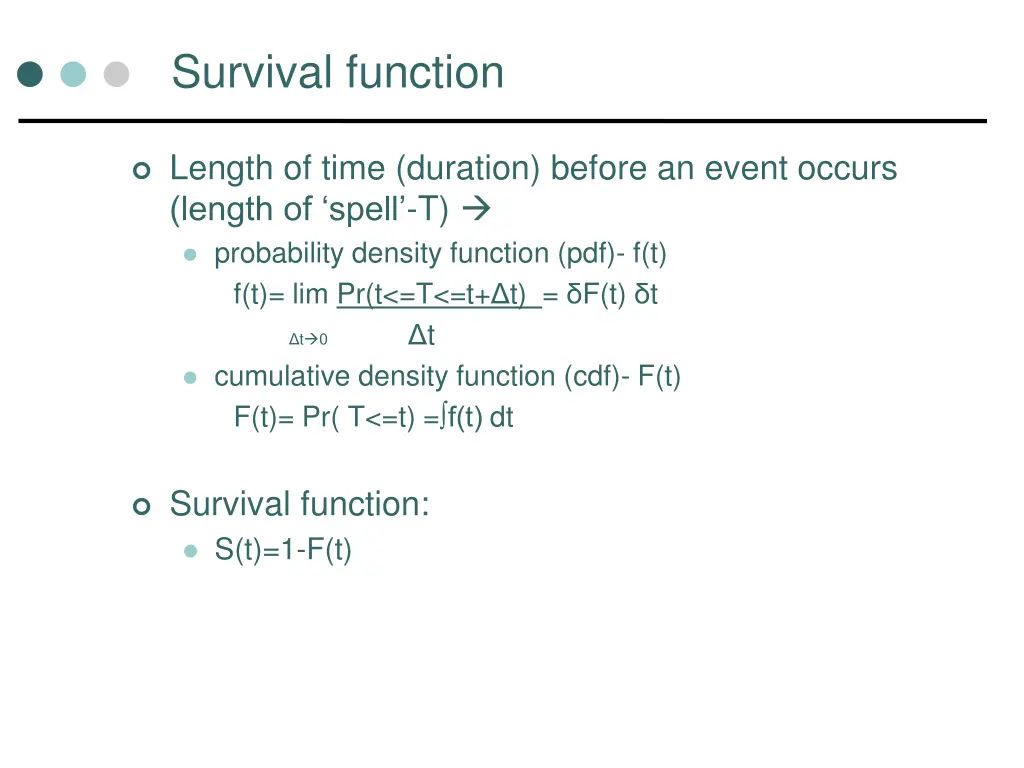 survival function