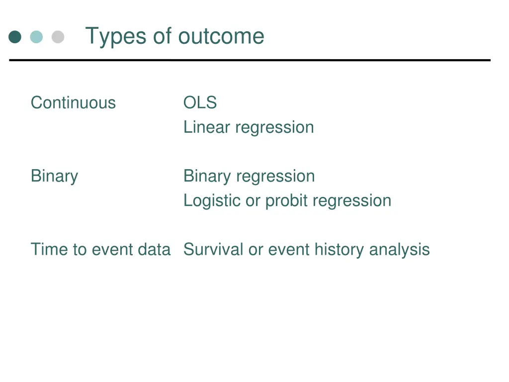 types of outcome