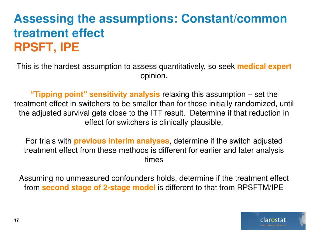 assessing the assumptions constant common