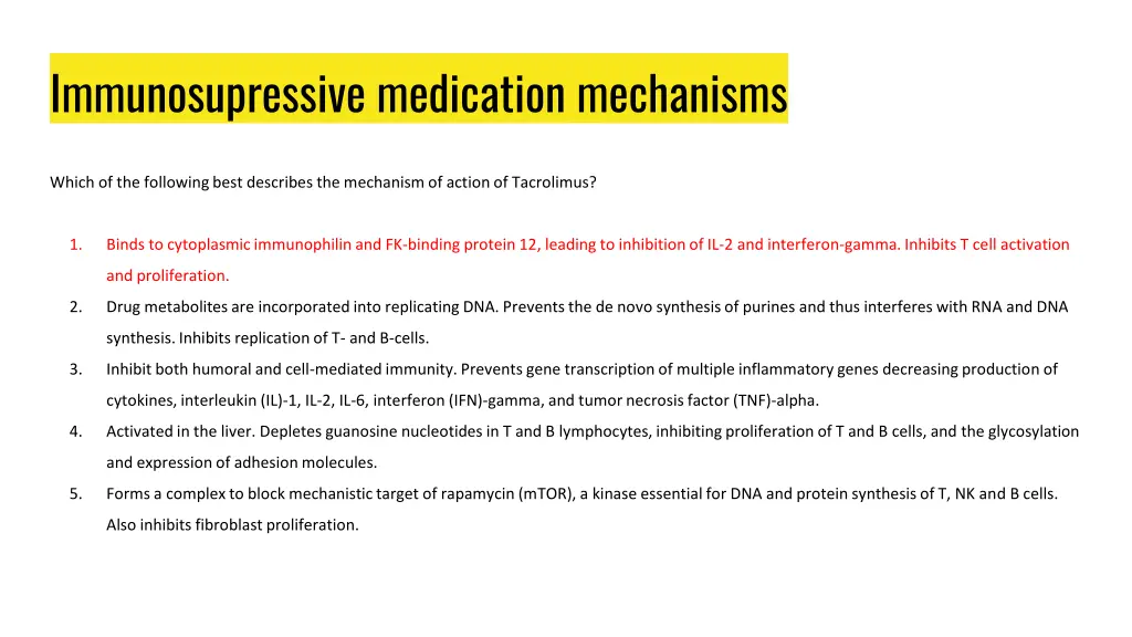 immunosupressive medication mechanisms 1