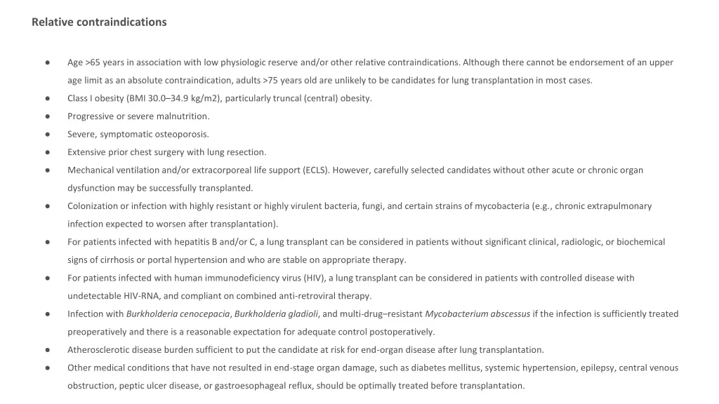 relative contraindications