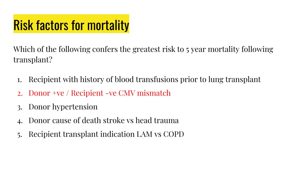 risk factors for mortality 1