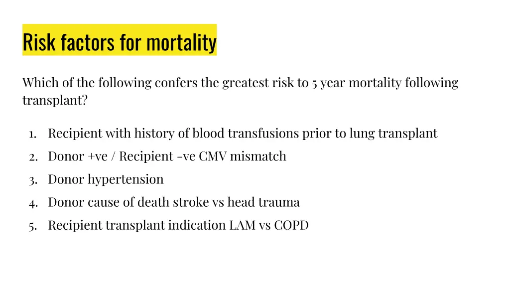 risk factors for mortality