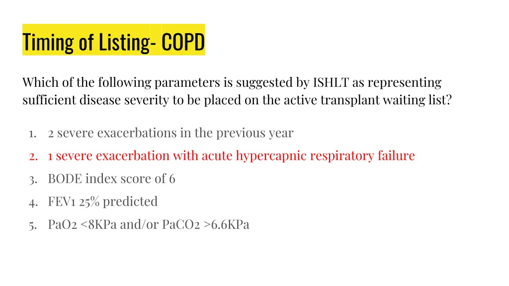 timing of listing copd 1