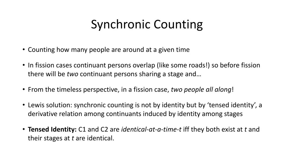 synchronic counting