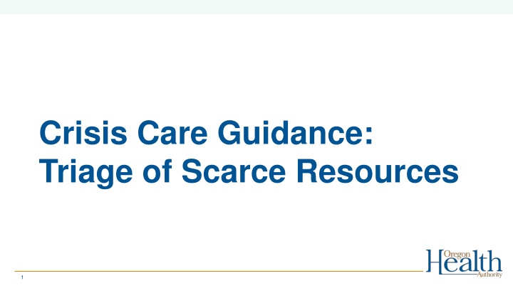 crisis care guidance triage of scarce resources