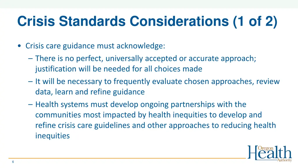 crisis standards considerations 1 of 2