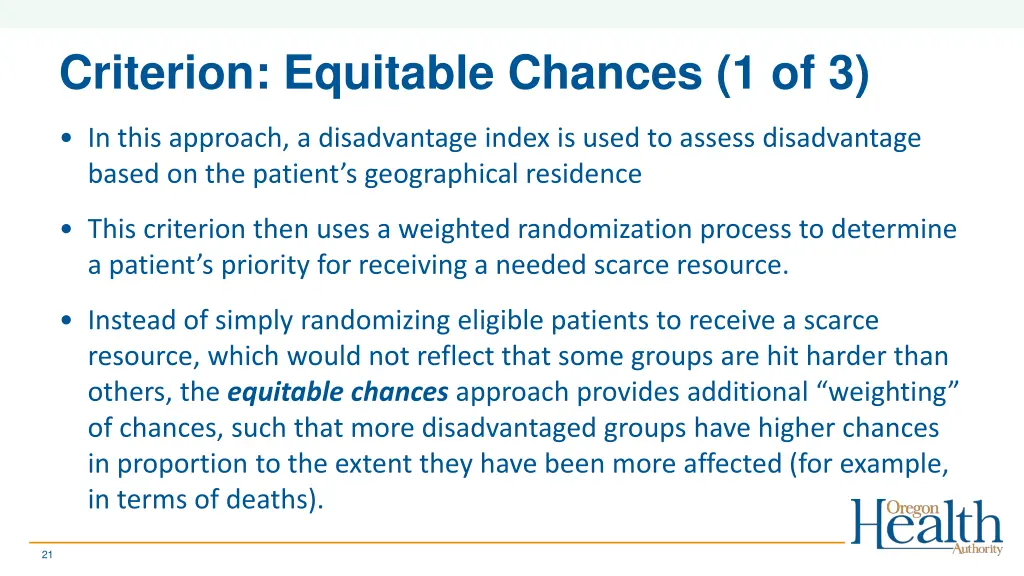 criterion equitable chances 1 of 3