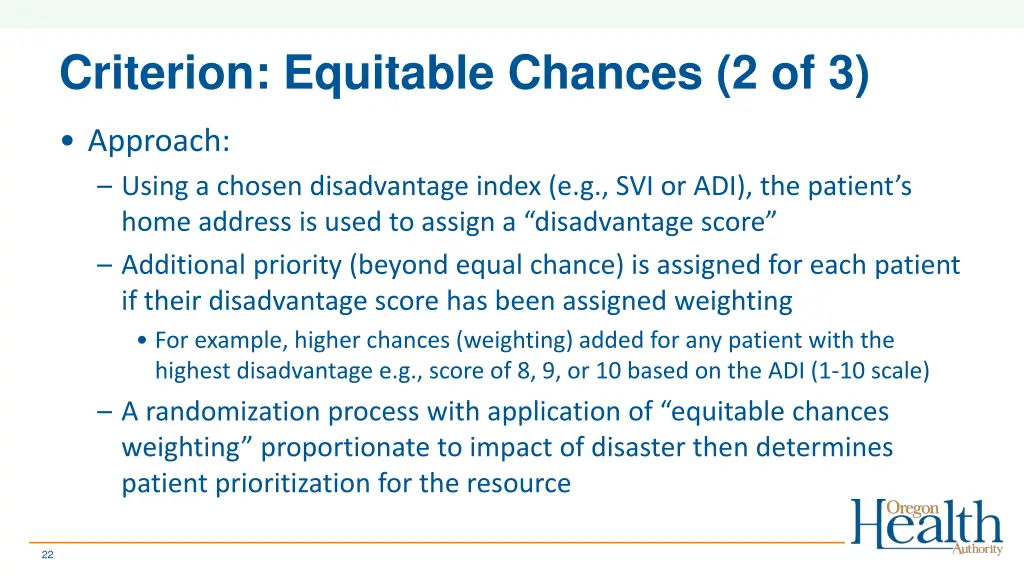 criterion equitable chances 2 of 3