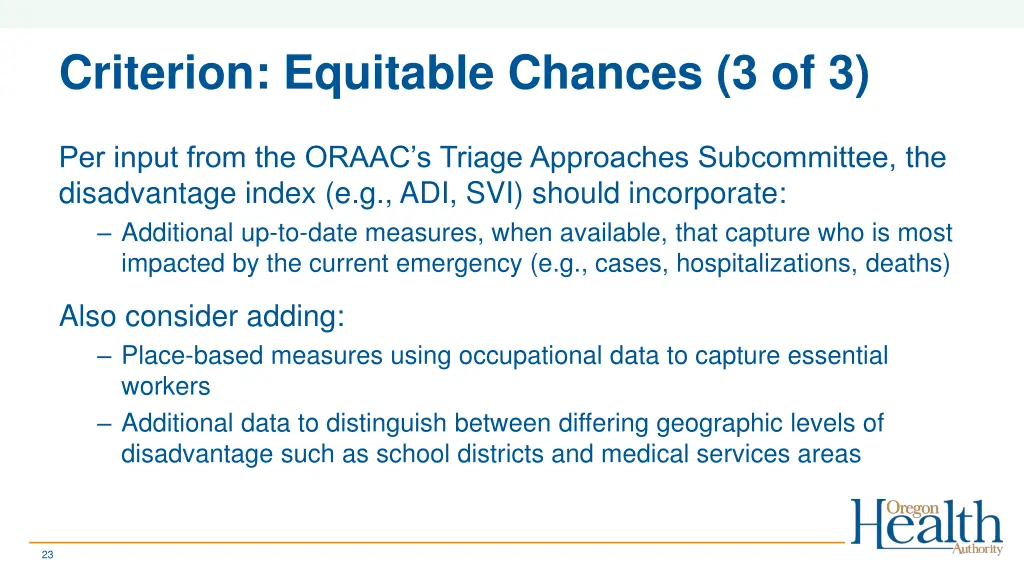 criterion equitable chances 3 of 3