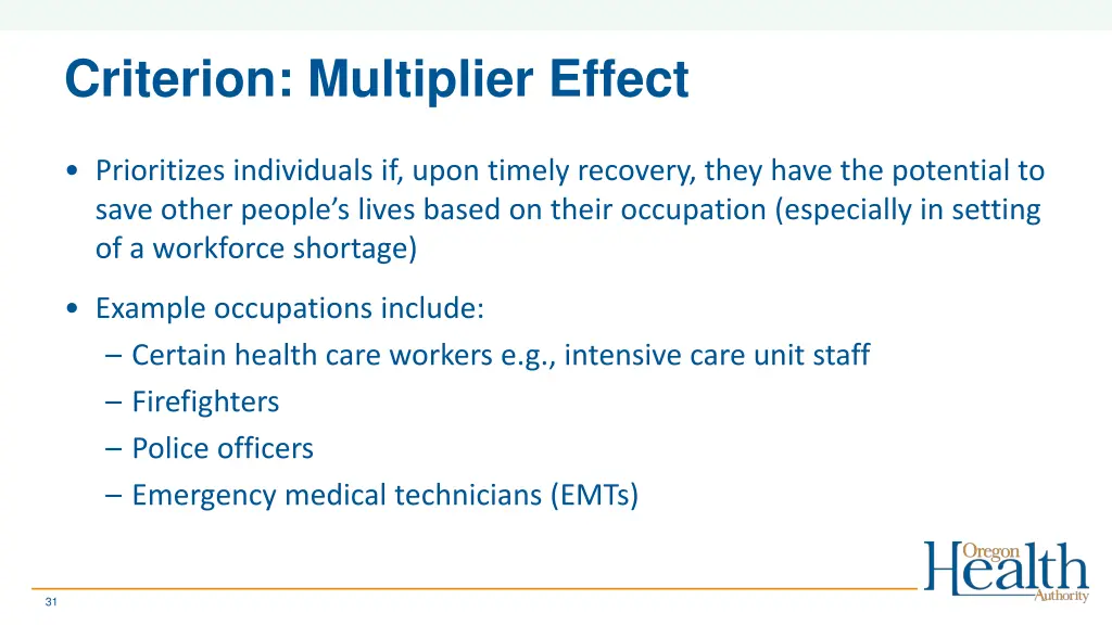 criterion multiplier effect