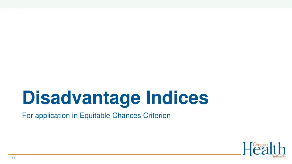 disadvantage indices for application in equitable