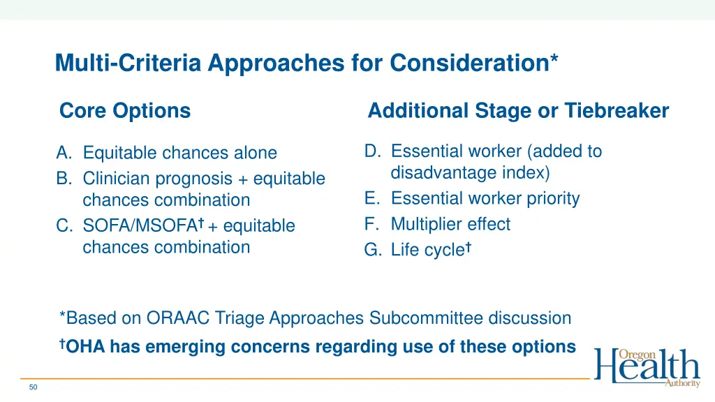 multi criteria approaches for consideration 1