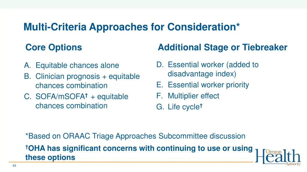 multi criteria approaches for consideration