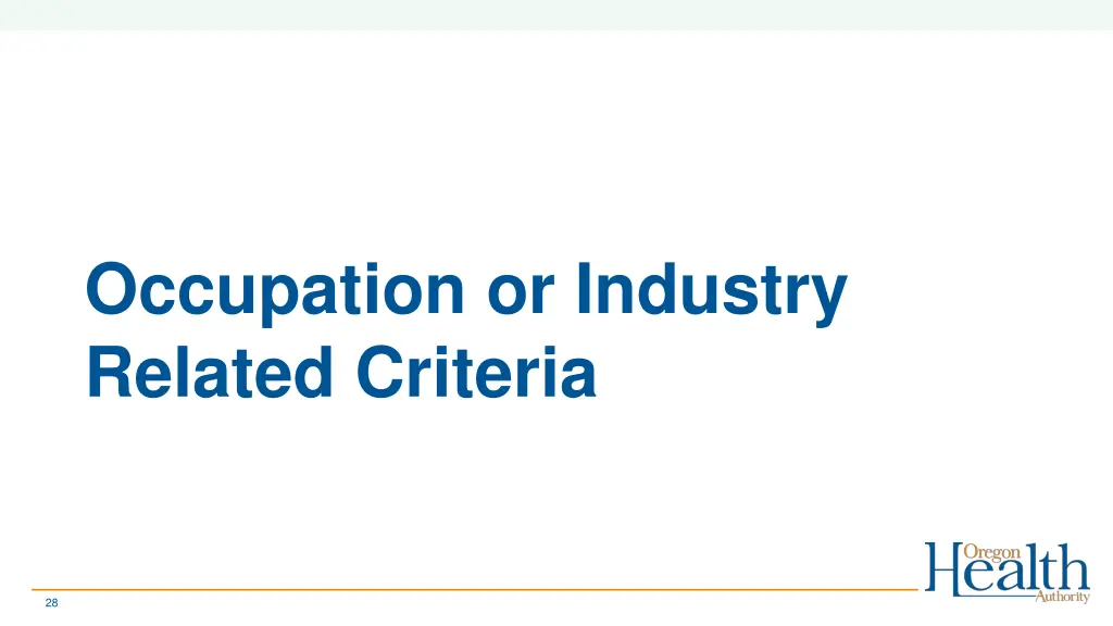 occupation or industry related criteria